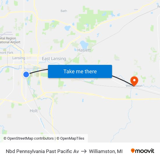 Nbd Pennsylvania  Past Pacific Av to Williamston, MI map