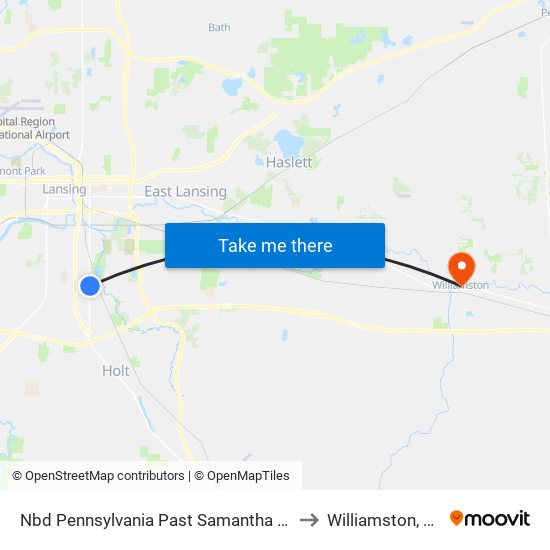 Nbd Pennsylvania Past Samantha St to Williamston, MI map