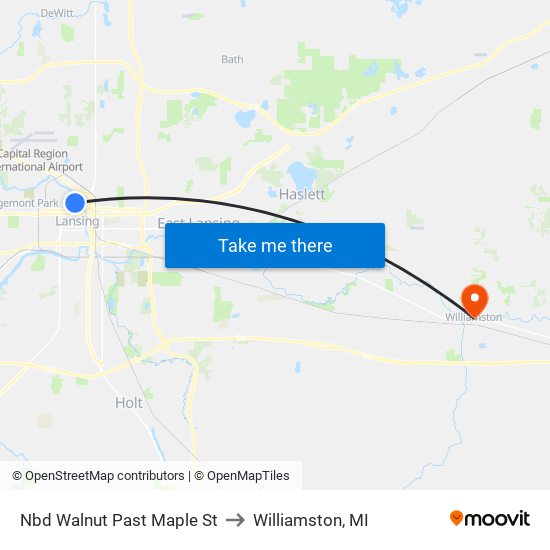 Nbd Walnut Past Maple St to Williamston, MI map