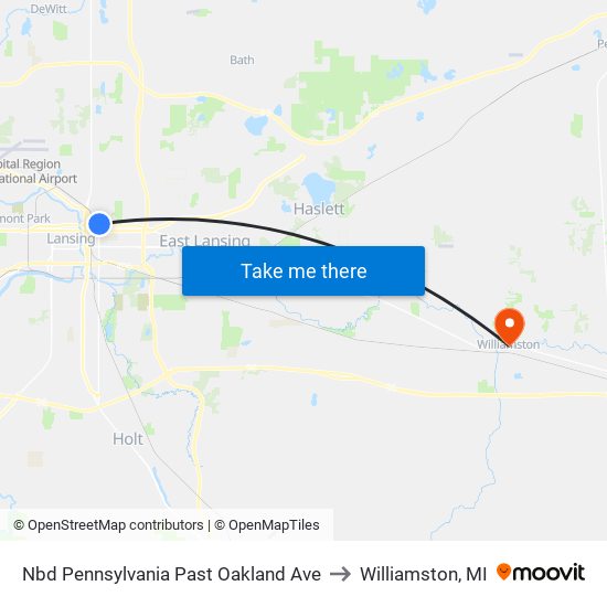Nbd Pennsylvania Past Oakland Ave to Williamston, MI map