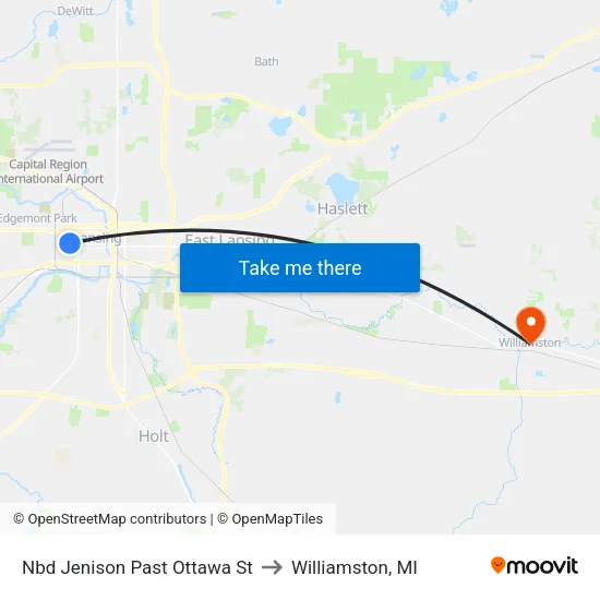 Nbd Jenison Past Ottawa St to Williamston, MI map
