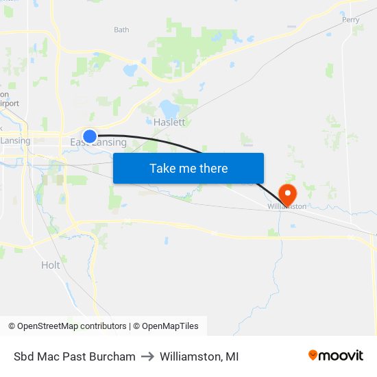 Sbd Mac Past Burcham to Williamston, MI map