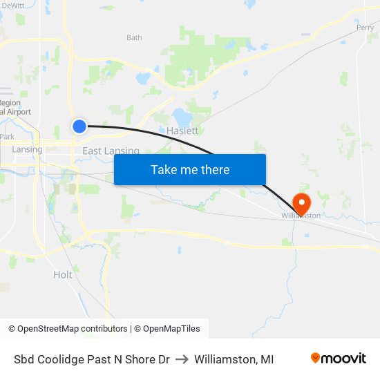 Sbd Coolidge Past N Shore Dr to Williamston, MI map