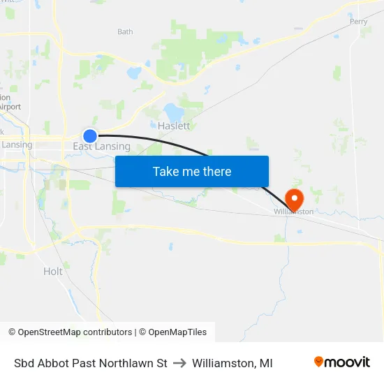 Sbd Abbot Past Northlawn St to Williamston, MI map