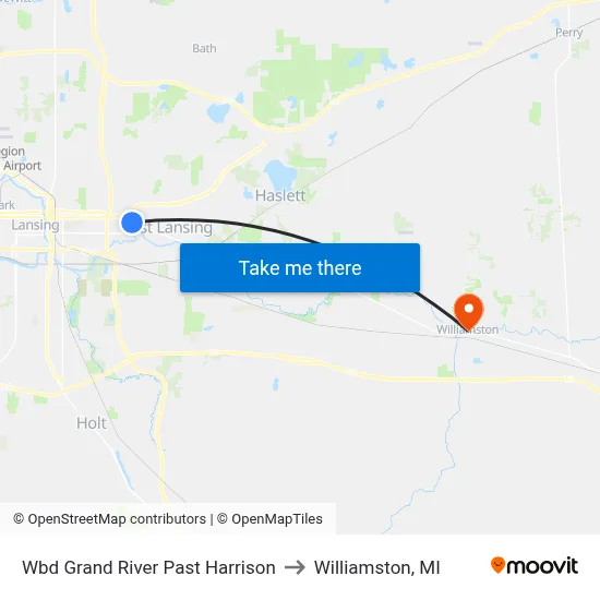 Wbd Grand River Past Harrison to Williamston, MI map