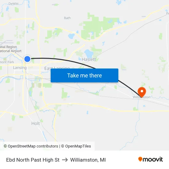 Ebd North Past High St to Williamston, MI map