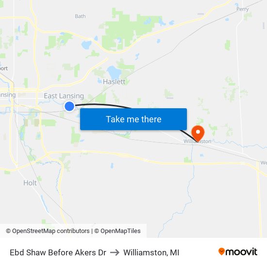 Ebd Shaw Before Akers Dr to Williamston, MI map