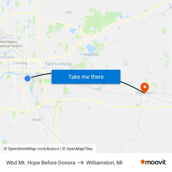 Wbd Mt. Hope Before Donora to Williamston, MI map