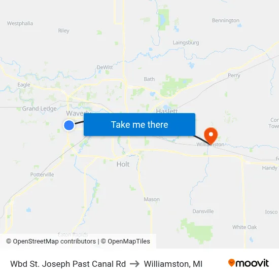 Wbd St. Joseph Past Canal Rd to Williamston, MI map