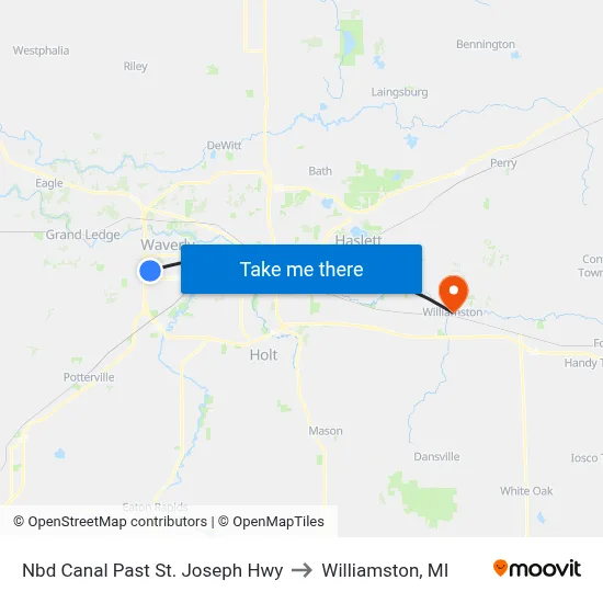 Nbd Canal Past St. Joseph Hwy to Williamston, MI map
