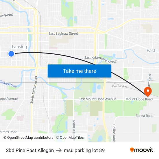 Sbd Pine Past Allegan to msu parking lot 89 map