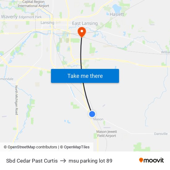 Sbd Cedar Past Curtis to msu parking lot 89 map