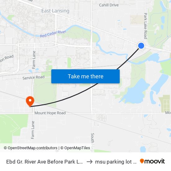 Ebd Gr. River Ave Before Park Lake to msu parking lot 89 map