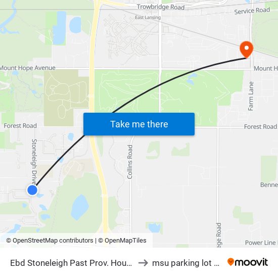 Ebd Stoneleigh Past Prov. House to msu parking lot 89 map