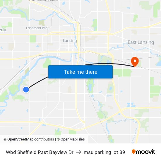 Wbd Sheffield Past Bayview Dr to msu parking lot 89 map