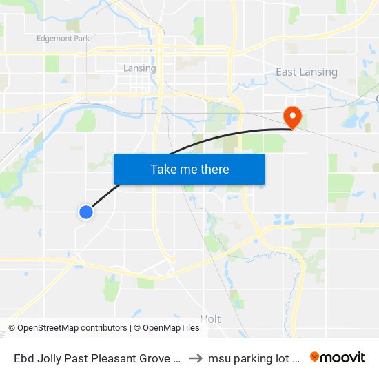 Ebd Jolly Past Pleasant Grove Rd to msu parking lot 89 map