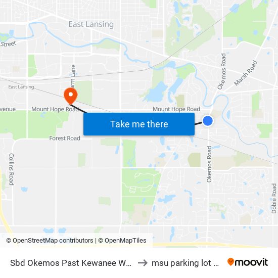 Sbd Okemos Past Kewanee Way to msu parking lot 89 map