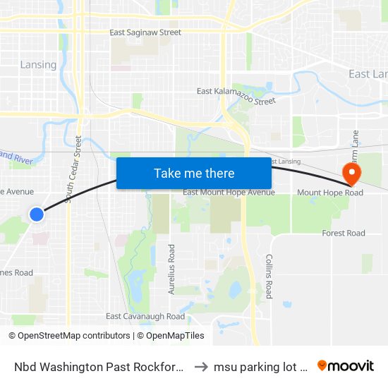 Nbd Washington Past Rockford R to msu parking lot 89 map