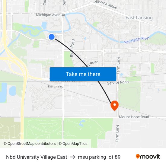 Nbd University Village East to msu parking lot 89 map