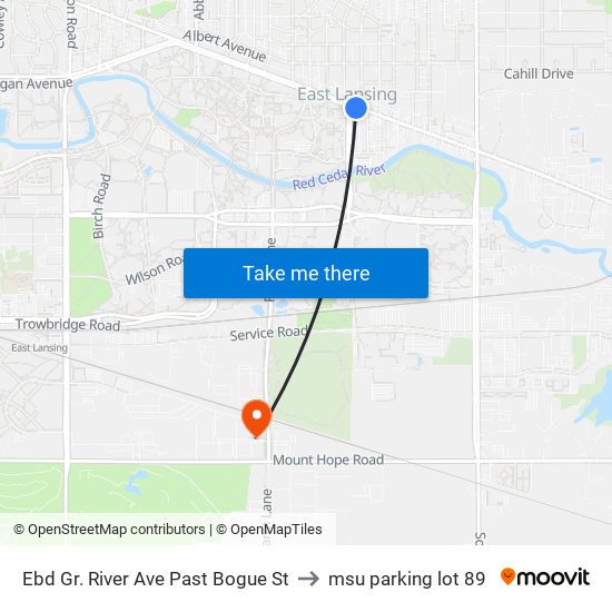 Ebd Gr. River Ave Past Bogue St to msu parking lot 89 map