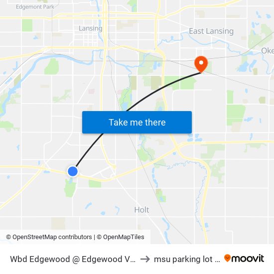 Wbd Edgewood @ Edgewood Villas to msu parking lot 89 map