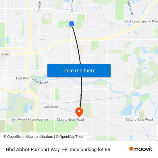 Nbd Abbot Rampart Way to msu parking lot 89 map