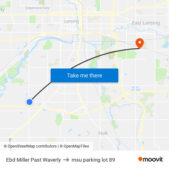 Ebd Miller Past Waverly to msu parking lot 89 map