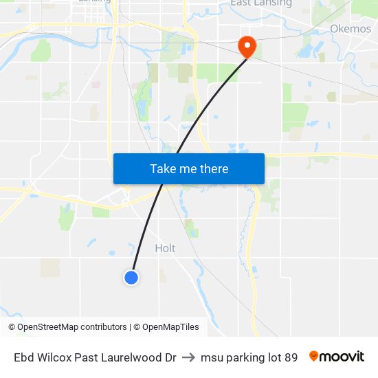 Ebd Wilcox Past Laurelwood Dr to msu parking lot 89 map