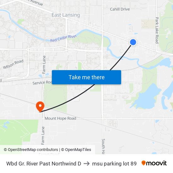 Wbd Gr. River Past Northwind D to msu parking lot 89 map