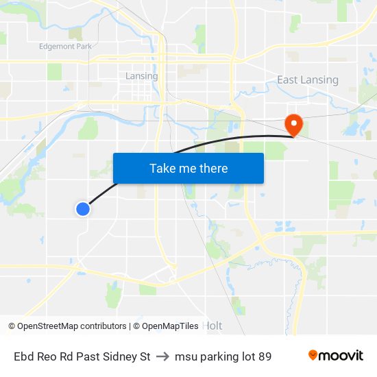 Ebd Reo Rd Past Sidney St to msu parking lot 89 map