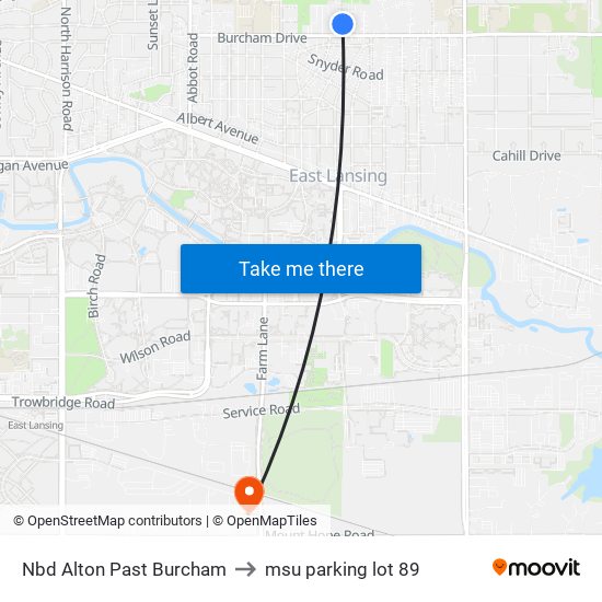 Nbd Alton Past Burcham to msu parking lot 89 map