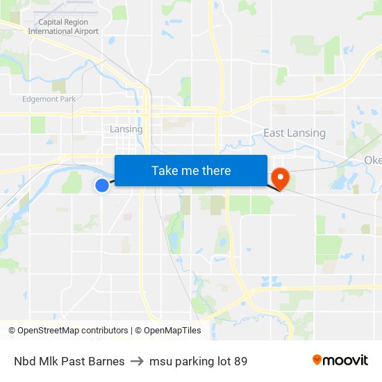 Nbd Mlk Past Barnes to msu parking lot 89 map