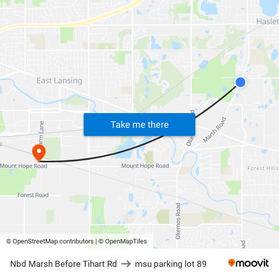 Nbd Marsh Before Tihart Rd to msu parking lot 89 map