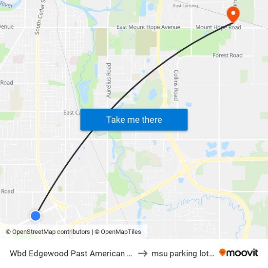 Wbd Edgewood Past American Road to msu parking lot 89 map