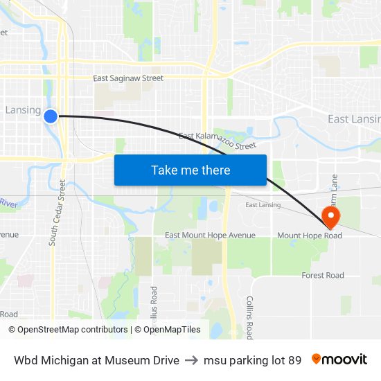 Wbd Michigan at Museum Drive to msu parking lot 89 map