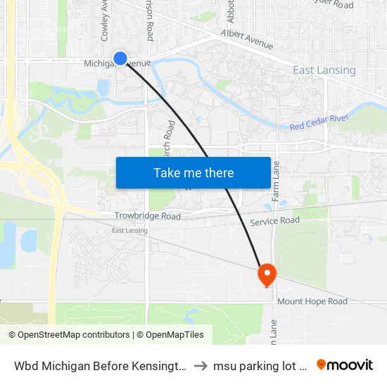 Wbd Michigan Before Kensington to msu parking lot 89 map