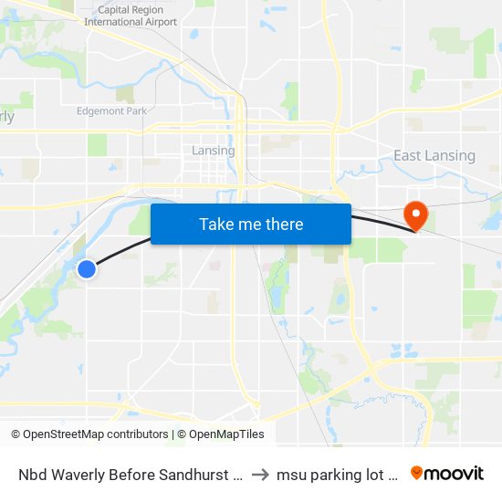 Nbd Waverly Before Sandhurst Dr to msu parking lot 89 map