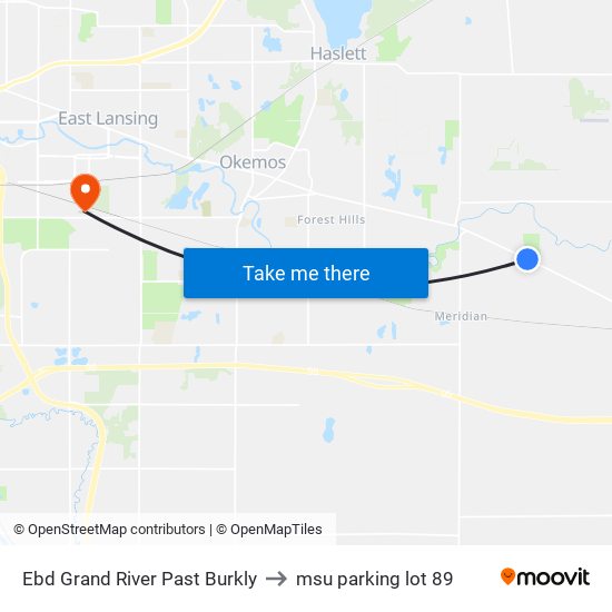 Ebd Grand River Past Burkly to msu parking lot 89 map