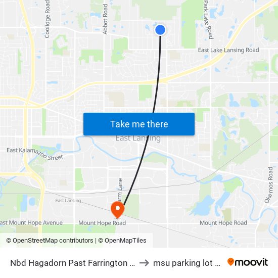 Nbd Hagadorn Past Farrington Ct to msu parking lot 89 map