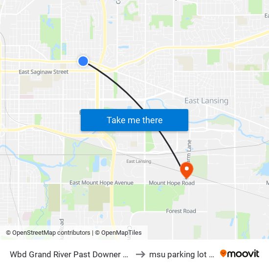 Wbd Grand River Past Downer Ave to msu parking lot 89 map