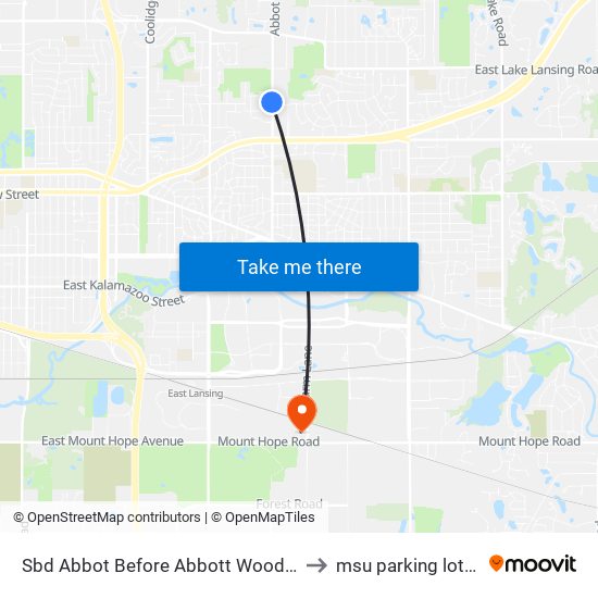 Sbd Abbot Before Abbott Woods Dr to msu parking lot 89 map