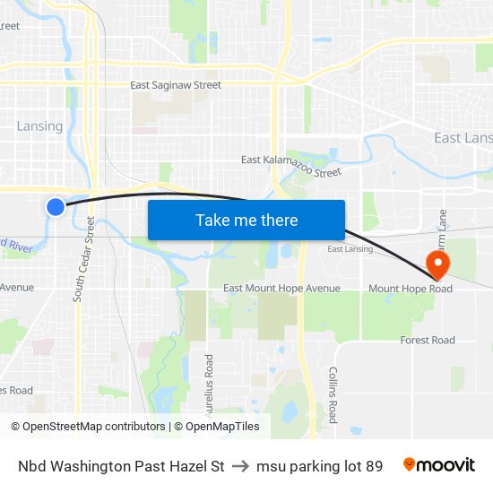 Nbd Washington Past Hazel St to msu parking lot 89 map