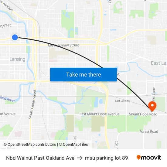 Nbd Walnut Past Oakland Ave to msu parking lot 89 map