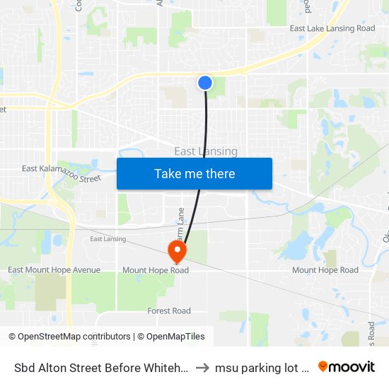 Sbd Alton Street Before Whitehills to msu parking lot 89 map