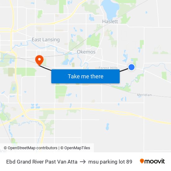 Ebd Grand River Past Van Atta to msu parking lot 89 map