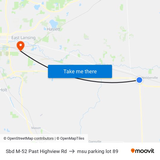 Sbd M-52 Past Highview Rd to msu parking lot 89 map