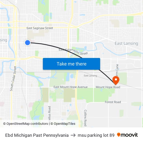 Ebd Michigan Past Pennsylvania to msu parking lot 89 map