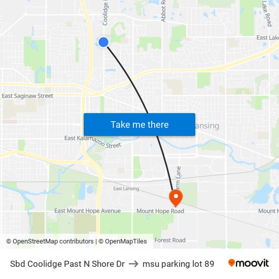 Sbd Coolidge Past N Shore Dr to msu parking lot 89 map