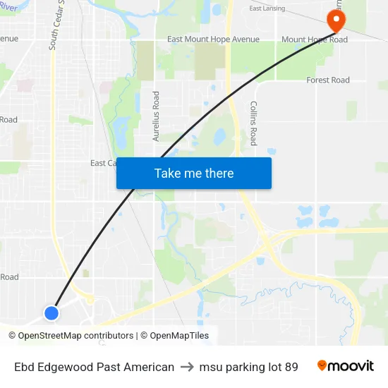 Ebd Edgewood Past American to msu parking lot 89 map
