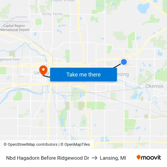 Nbd Hagadorn Before Ridgewood Dr to Lansing, MI map
